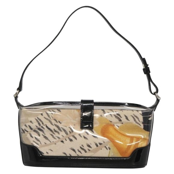 Salvatore Ferragamo Gancini Shoulder Bag Vinyl Black Beige Silver Auth 134739 - Picture 3 of 16